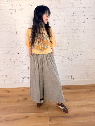 Gingham Wide-Leg Pants