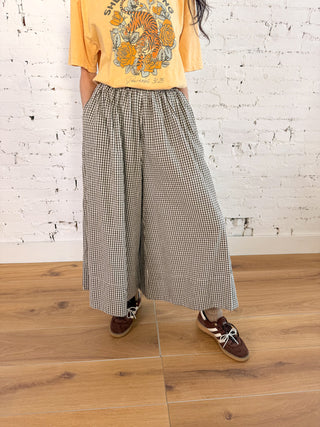 Gingham Wide-Leg Pants