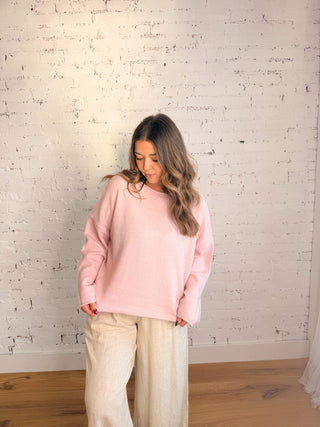 The Emma Pullover Sweater - Soft Pink