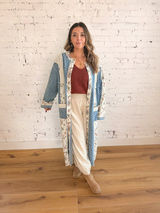 Bloom Denim Crochet Duster