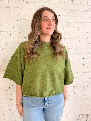 Maddie Short Sleeve Sweater - Green
