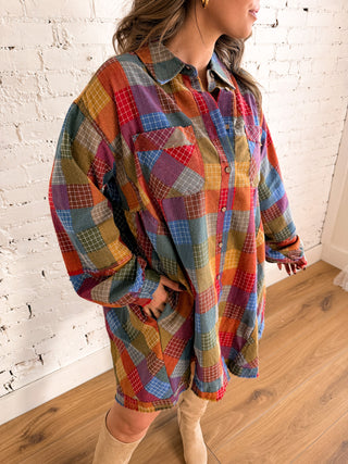 The Roxie Patchwork Plaid Shirt Dress