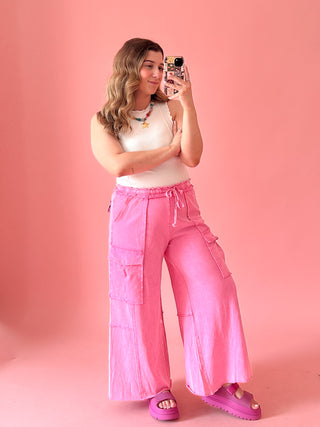Juno Soft Cargo Pant - Pink