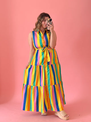 Livia Striped Tiered Maxi Dress