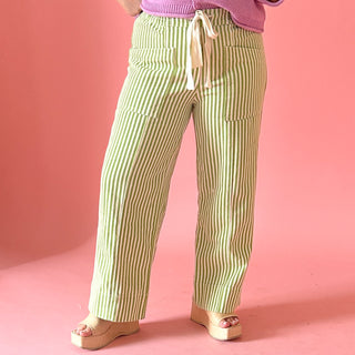 Lime Striped Cargo Pants