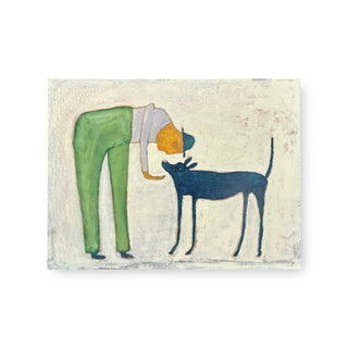 Man With Dog Art Tile