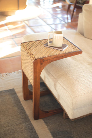 Woven Cane Side Table (Pick Up Only)