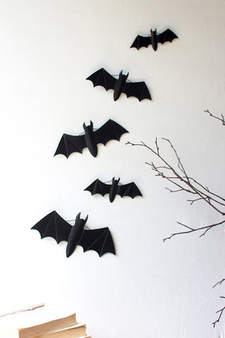 Black Bats In Flight Wall Art Set