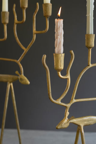 Set of Two Brass Deer Candelabra *online exclusive*