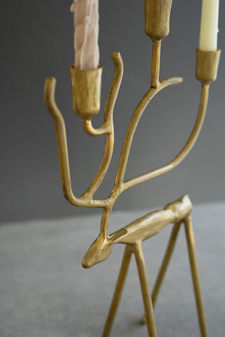 Set of Two Brass Deer Candelabra *online exclusive*