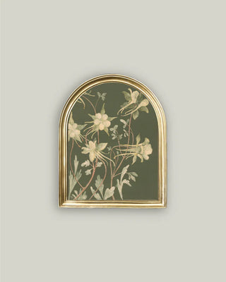 Olive Floral Arched Framed Wall Art