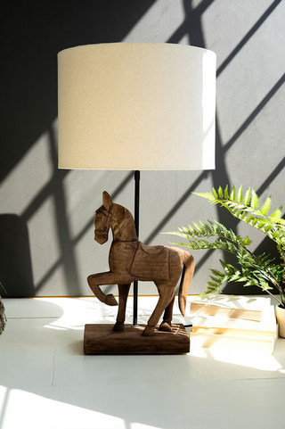 FINAL SALE Wooden Horse Table Lamp