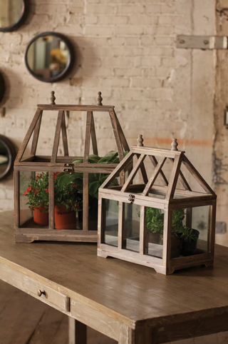 CANNOT SHIP | Wooden Greenhouse Terrarium (Pick Up Only)