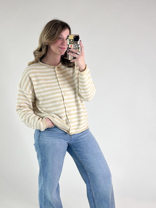 The Perfect Piper Cardigan - Tan And Cream Striped