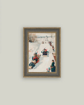 Tobagganing In The Countryside Framed Wall Art