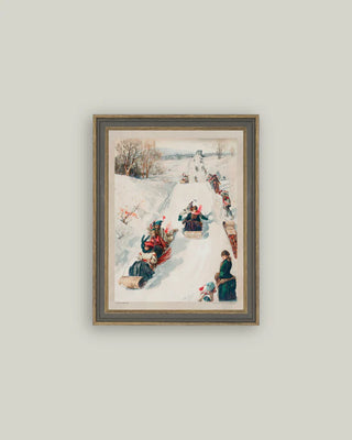 Tobagganing In The Countryside Framed Wall Art