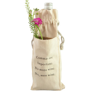 Commas Are Important Wine Bag with Pocket