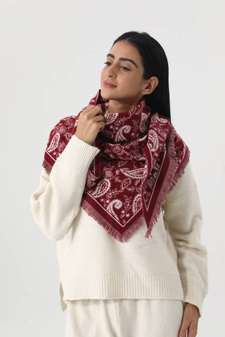 Burgundy Paisley Triangle Scarf