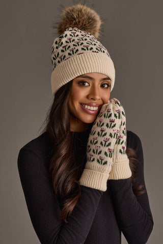 Illinois Floral Pattern Knit Mittens