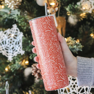 Holiday Floral Skinny Tumbler