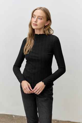 Faye Scalloped Long Sleeve Top