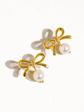 Bow and Pearl Earrings