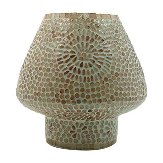 Glass Mosaic Table Lamp with Inline Switch, Amber Color & White