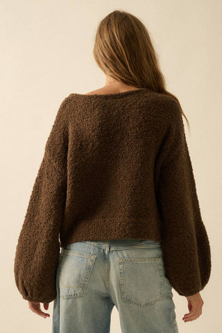 Mocha Bubble Sleeve Sweater