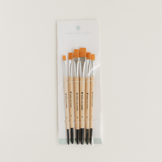 Flat Tip Watercolor Brush Set - 6 Piece