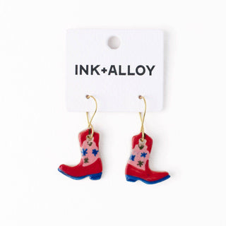 Cowgirl Boot Ceramic Earrings