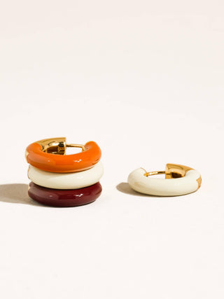Odessa Enamel Hoop Earrings - Orange