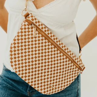 Perry Woven Bum Bag - White and Brown