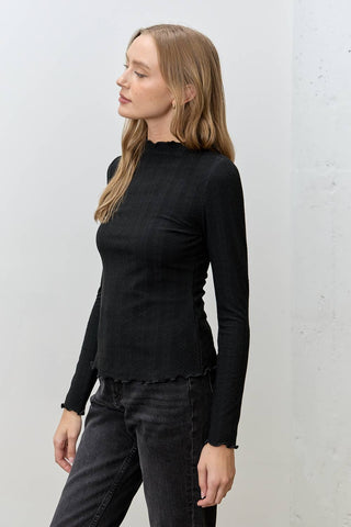 Faye Scalloped Long Sleeve Top