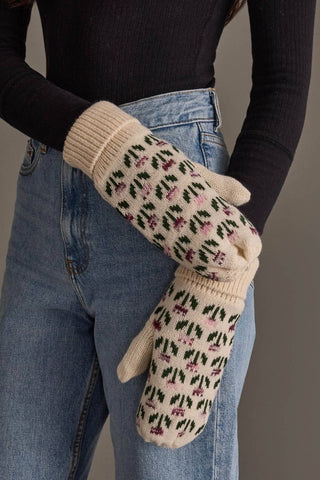 Illinois Floral Pattern Knit Mittens
