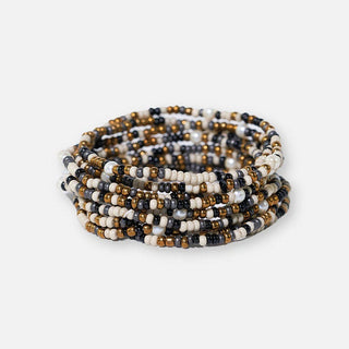 Neutral Confetti Beaded 10 Strand Stretch Bracelet Set