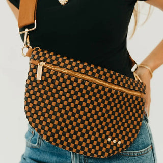 Perry Woven Bum Bag - Black and Brown