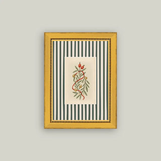 Holly Bells on Stripes Framed Wall Art