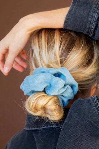 Baby Blue Jean Oversized Scrunchie
