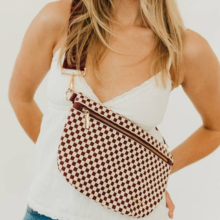 Perry Woven Bum Bag - Checkered Burgundy