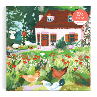 Cottage Wildflowers + Chickens 1000 Piece Puzzle
