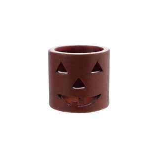 Terra-cotta Tealight/Votive Holder with Cut-Out Jack-O-Lantern Face