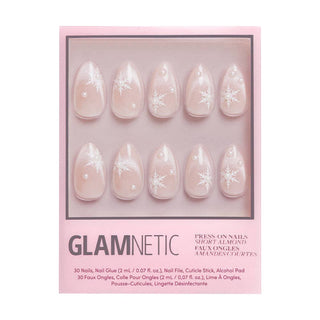 Snowfall Press-On Nails | Short Almond 3D Pearls