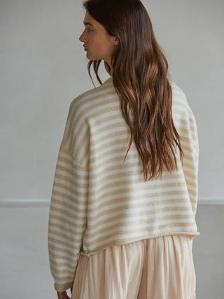 The Perfect Piper Cardigan - Tan And Cream Striped