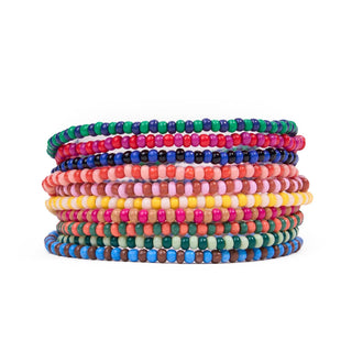 Color Party Beaded 10 Strand Stretch Bracelet Set