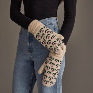 Illinois Floral Pattern Knit Mittens