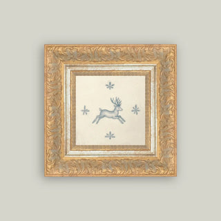 Leaping Stag Delft Tile Framed Wall Art