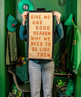 Give Me One Good Reason Why We Need To Be Like Them Camp Flag • Blink-182