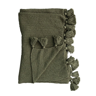 FINAL SALE Olive Tassel Throw