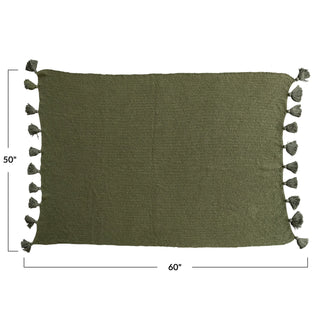 FINAL SALE Olive Tassel Throw
