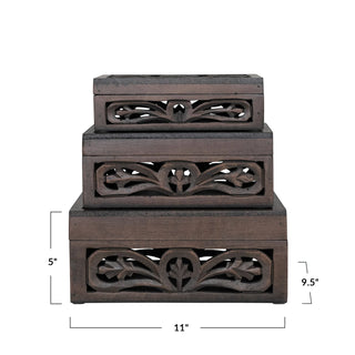 Carved Espresso Storage Box (more sizes)